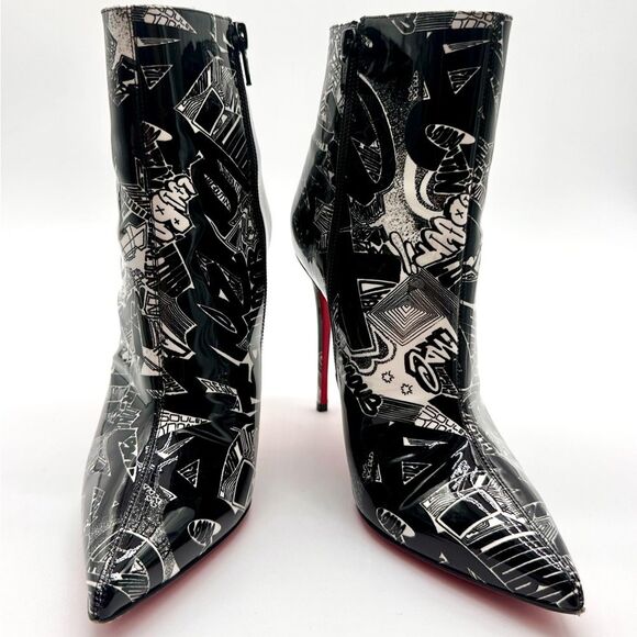 Christian Louboutin So Kate 100 Booty Patent Nicograf Graffiti Booties EU 38 US8 - Picture 12 of 12